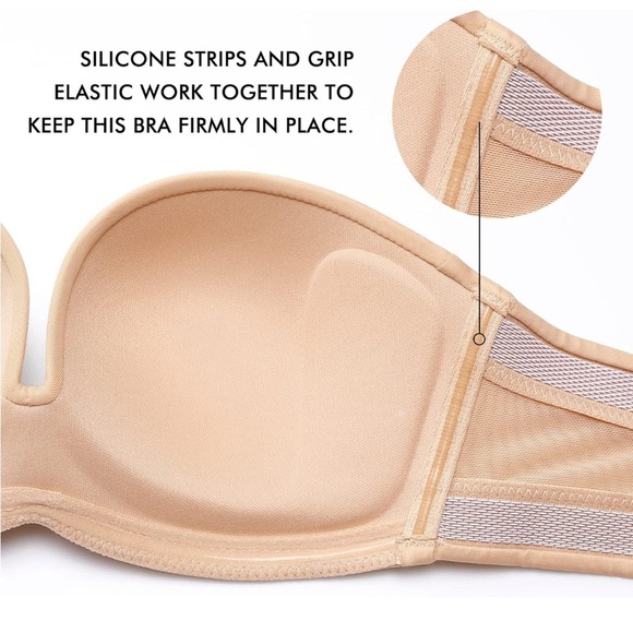 DELIMIRA Women's Plunge Push-Up Strapless Bra - 42E (DD) - Picture 3 of 11